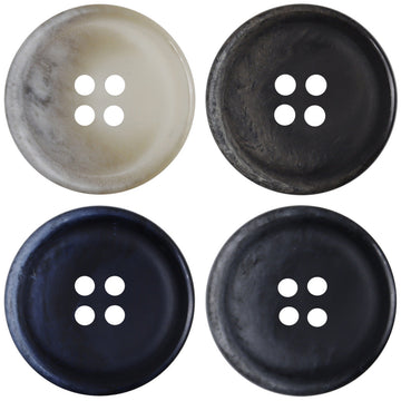 Vintage gradient resin coat buttons, 20 pcs—beige, dark blue, and black faces shown