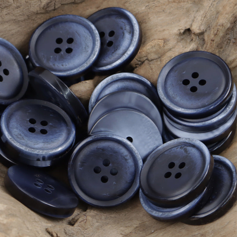 Vintage gradient resin coat buttons, 20 pcs—dark blue/gray buttons stacked in a set