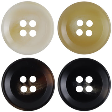 4-hole resin buttons in beige, khaki, coffee and black, round style (30 pcs)