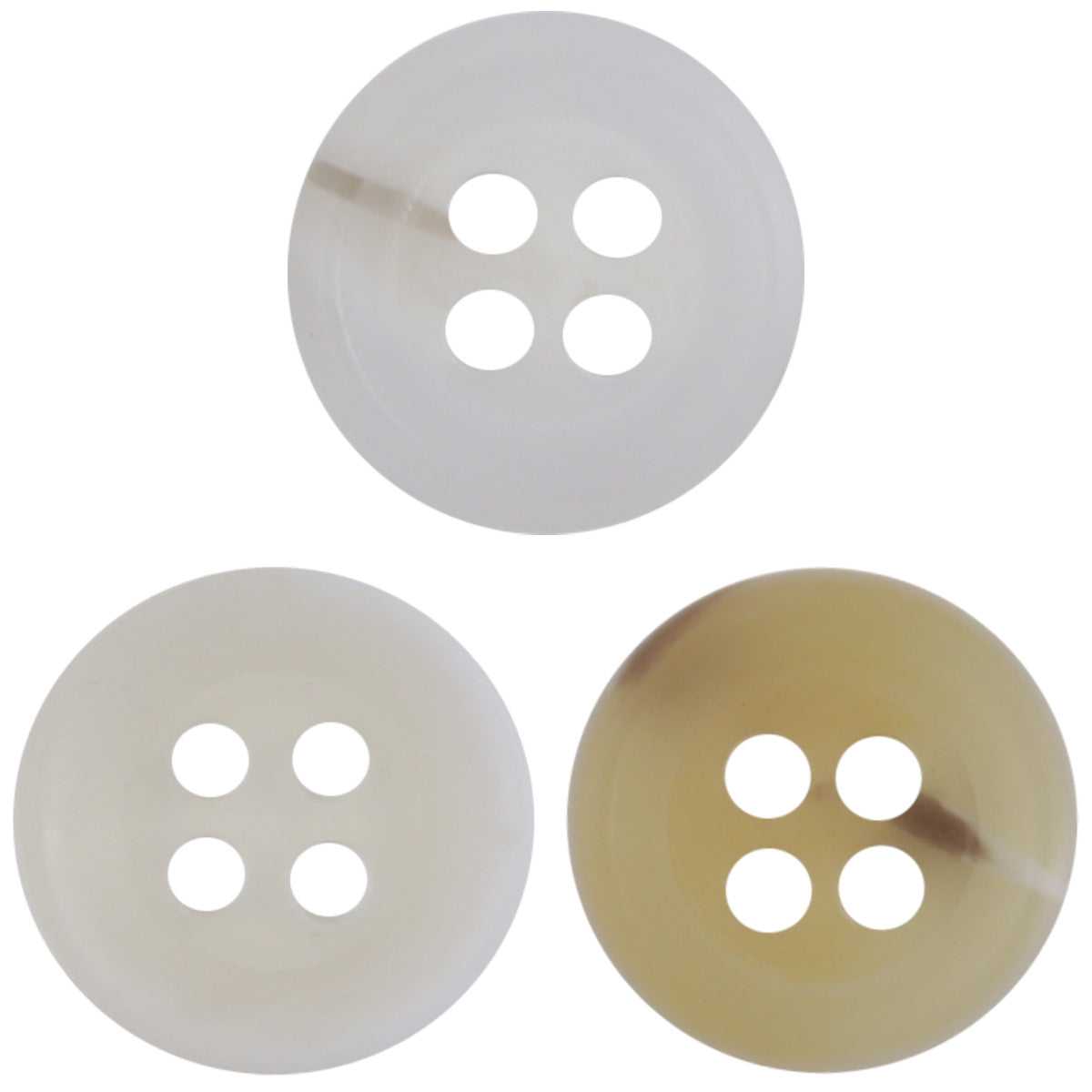 11.5mm 4-Loch Resin-Knöpfe, rund: weiß und gelb, vier Nählöcher