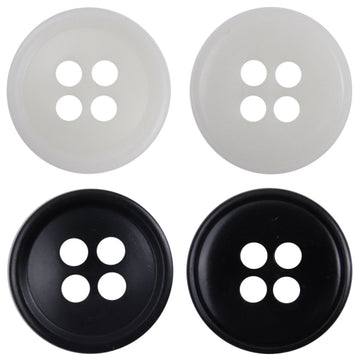 Resin shirt suit buttons, white and black, round with four holes
