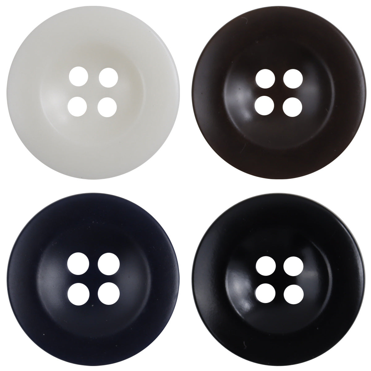 Cap-shaped resin buttons, 4-hole design—set of 4 buttons shown