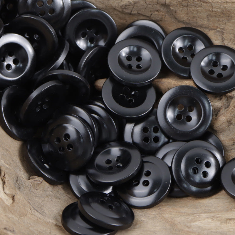 Dark navy cap-shaped resin buttons, 4-hole shanks, assorted pieces