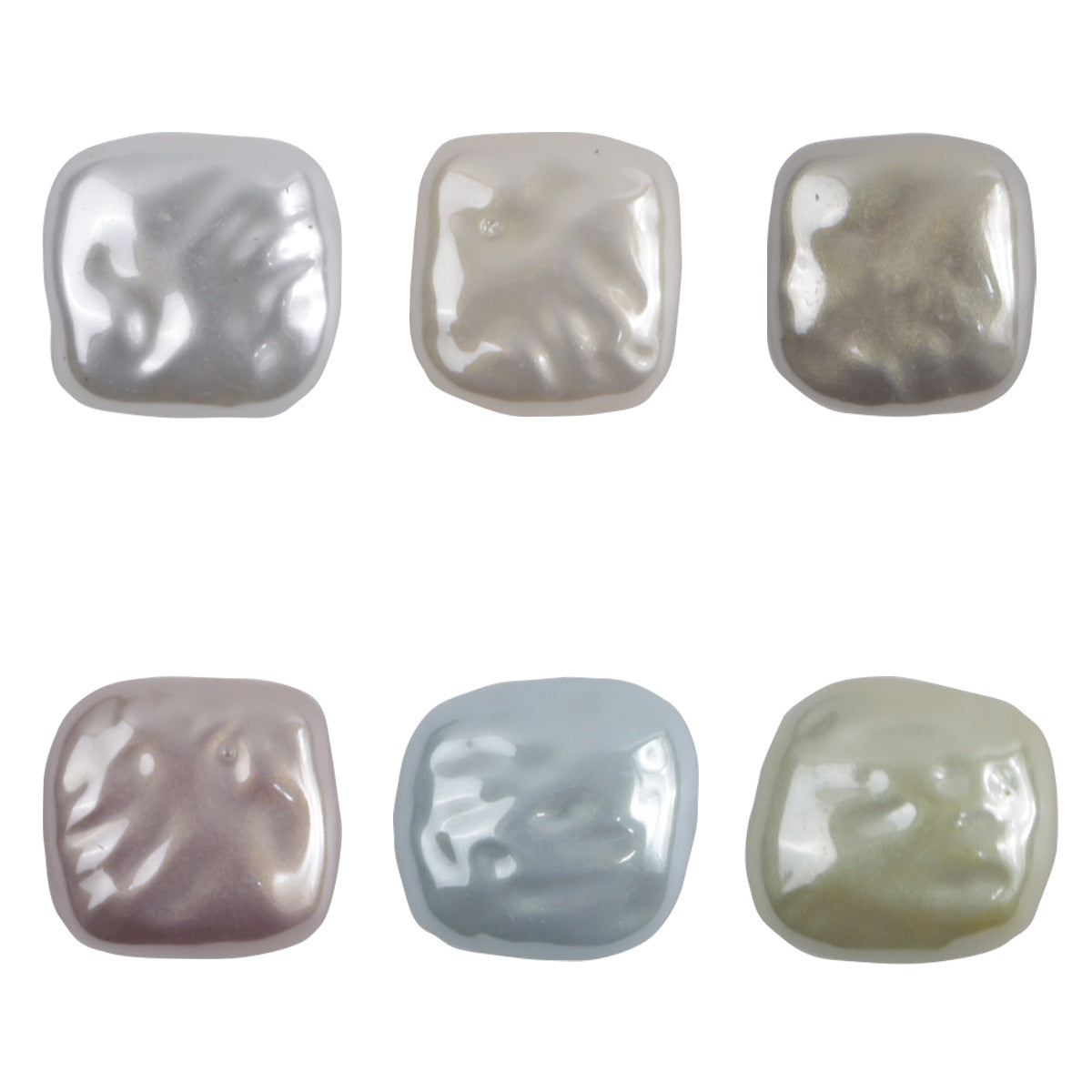 11.5mm square resin buttons, assorted colors: white, champagne, pink, cyan, sky