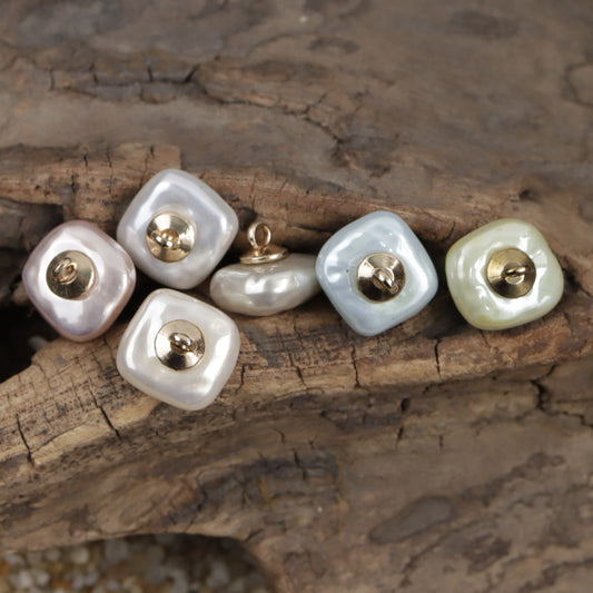 11.5MM Square Colorful Resin Buttons with Metal Shanks for Lady's Shirts 10pcs