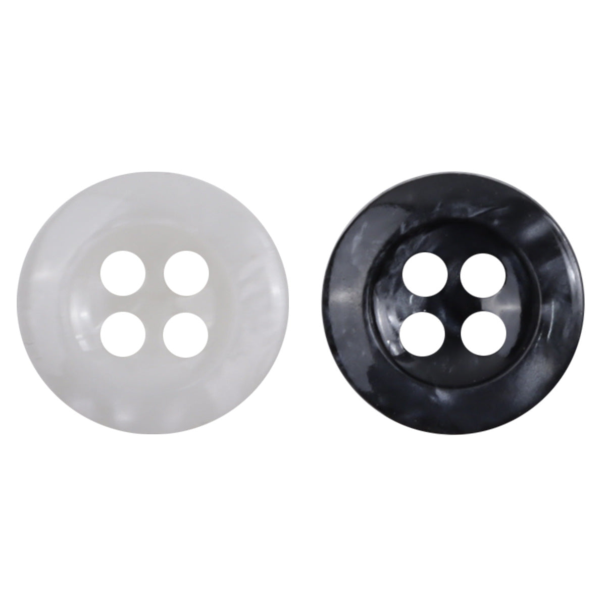 Round 4-hole speckled resin buttons, 11.5mm, white and black set