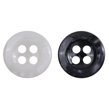 Round 4-hole speckled resin buttons, 11.5mm, white and black set