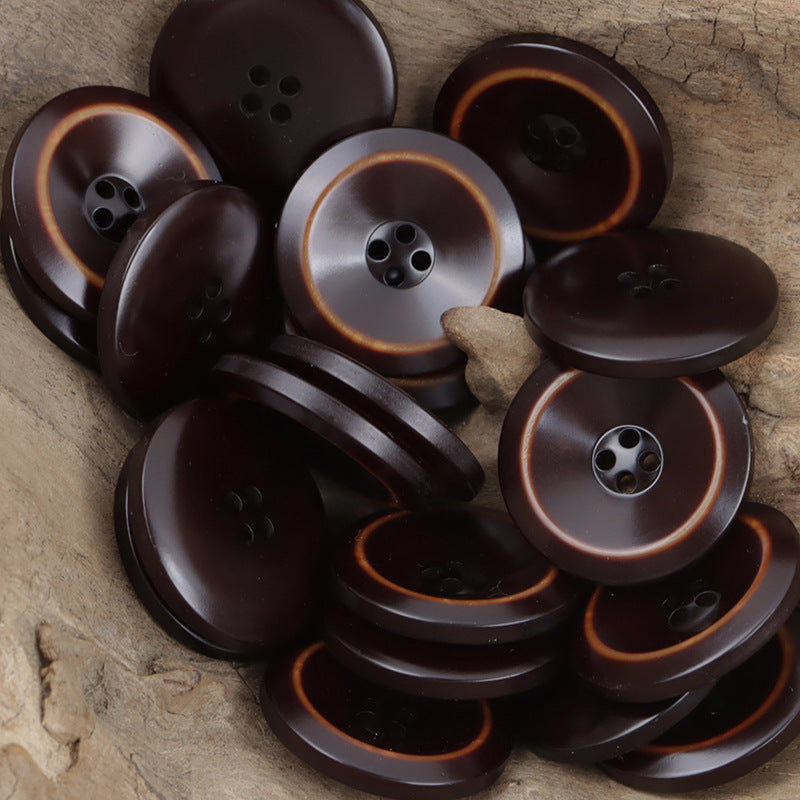 Schwarzkaffee Resin-Naehknopfe, 4-Loch, schalenfoermig, mehrere Farben