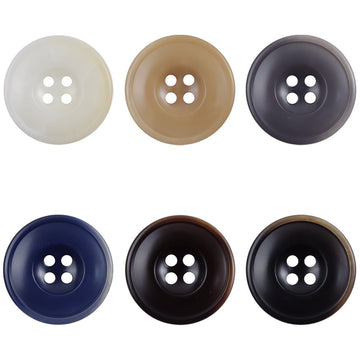 Vintage resin buttons, 4-hole, dark blue, cream and brown tones