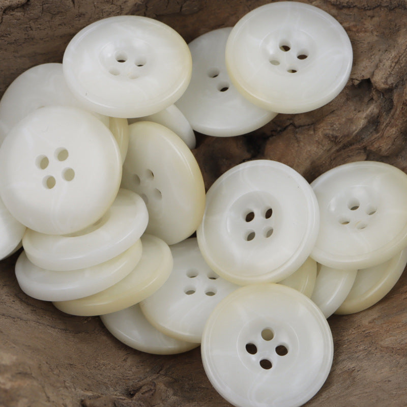 Vintage resin buttons, 4-hole, white/ivory set