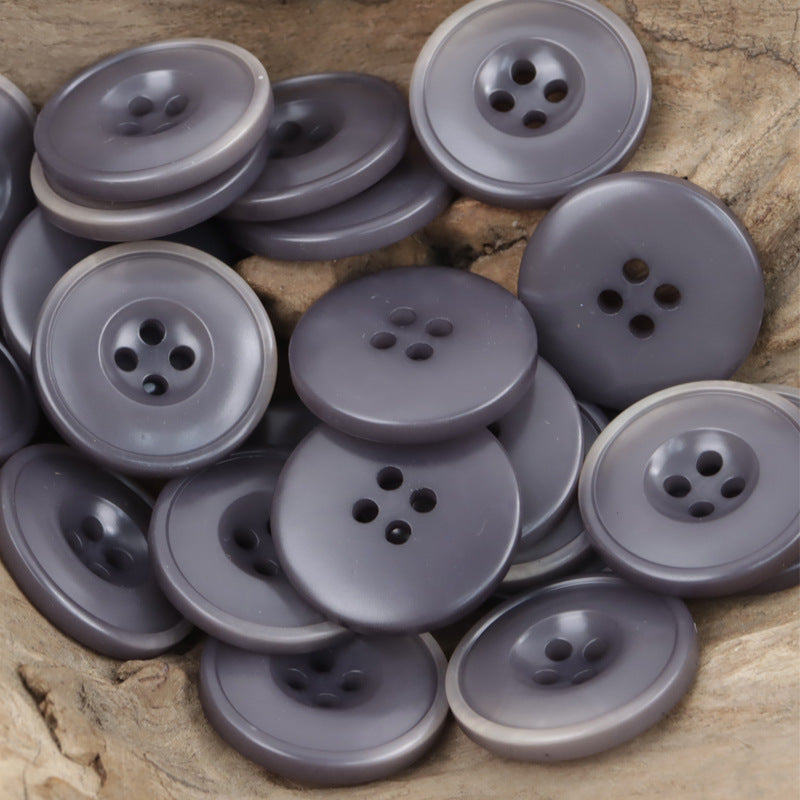 Vintage resin buttons, 4-hole, medium gray matte finish