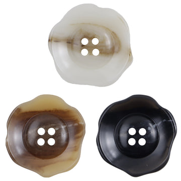 White irregular lotus resin button, four-hole, glossy surface