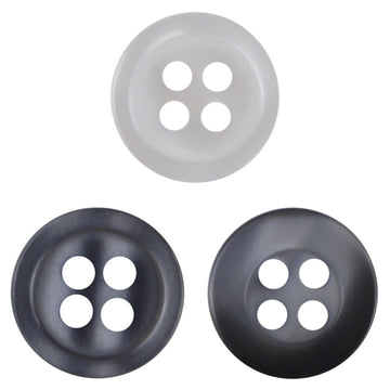 11.5mm Resin buttons, gray and dark, round with 4 holes