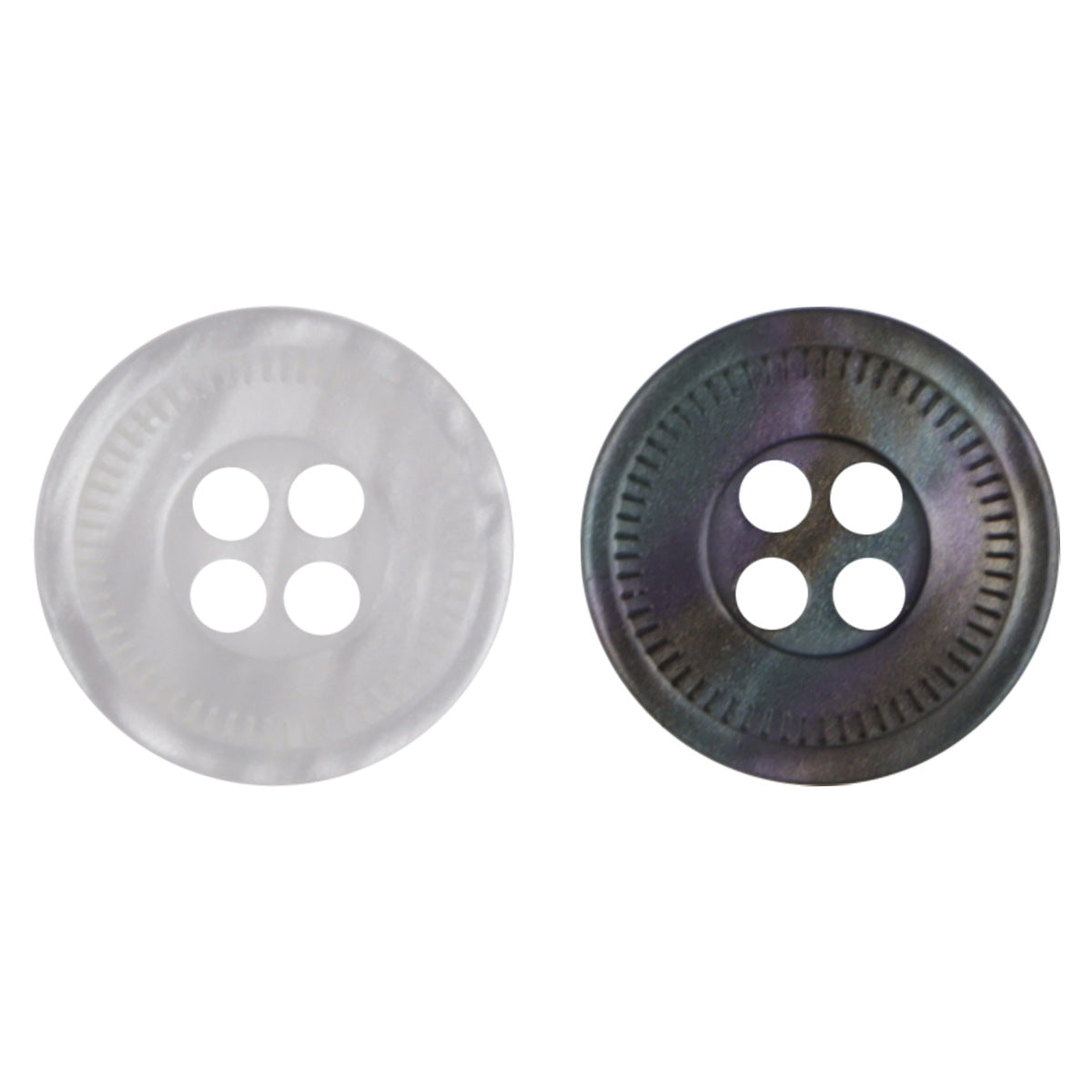 Round 4-hole resin buttons, 11.5mm, white and black set of 2