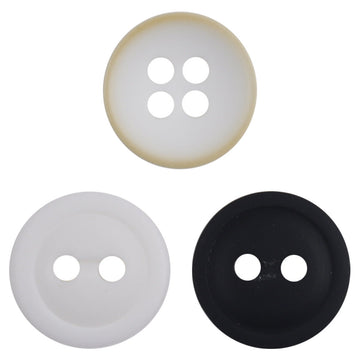 Round resin buttons, black and white, 4-hole design (11.5mm)