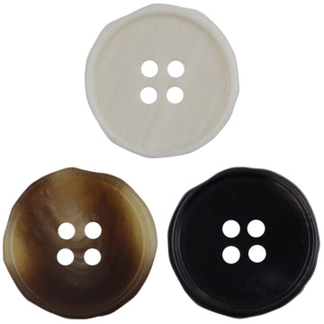 Round resin buttons: white, coffee, and black, four-hole set