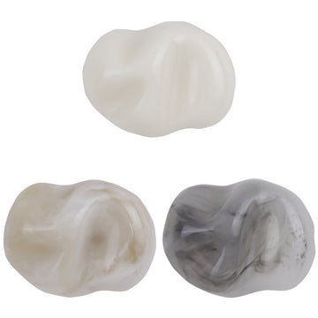 White translucent resin jade-texture button, irregular wavy shape, single shank hole