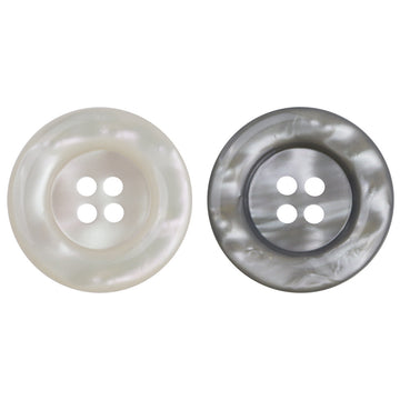 Round resin buttons, light-and-shadow style, white and black with 4 holes (30 pcs)