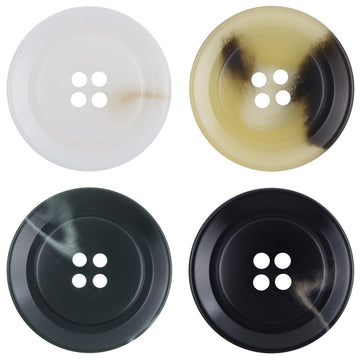 Dark green resin button set, round 4-hole buttons with glossy finish
