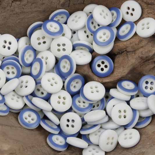 Blue Round 4 Hole Resin Buttons for Children's Shirts Sweaters 60 Pack