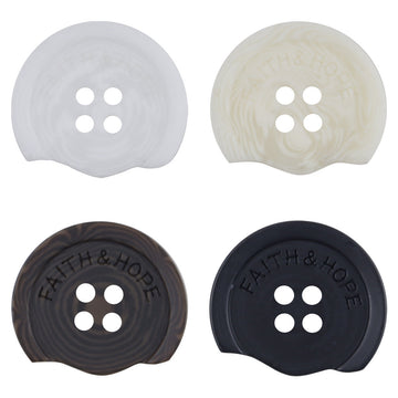 Resin buttons 'Faith & Hope', white, 4-hole design