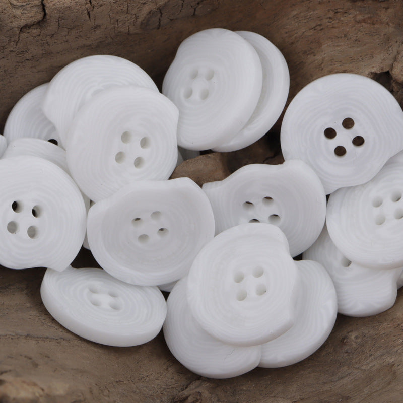 Resin buttons 'Faith & Hope' in white, swirled resin, 4-hole