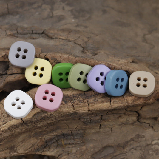 11.5mm Square Multicolored 4-Hole Resin Decorative Buttons 90 Pack