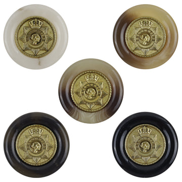 Resin buttons with gold star crown emblem, mixed light and dark tones (10pcs set)