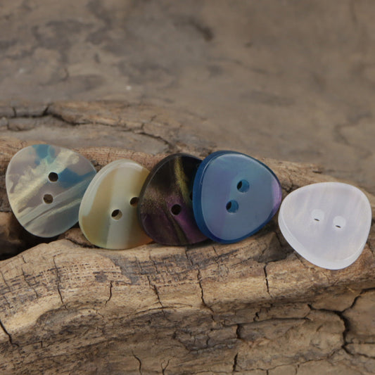 Iridescent Multicolored Irregular Triangle 2-Hole Resin Buttons,30pcs