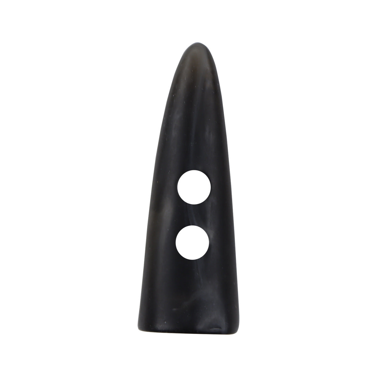 55mm horn-shaped resin toggle button, dark, with two front holes