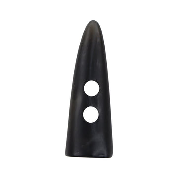 55mm horn-shaped resin toggle button, dark, with two front holes