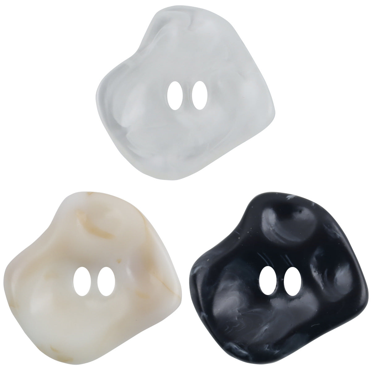 Halloween Mischief 2-Loch Resin-Buttons: weiß, beige und schwarz, dreieckig