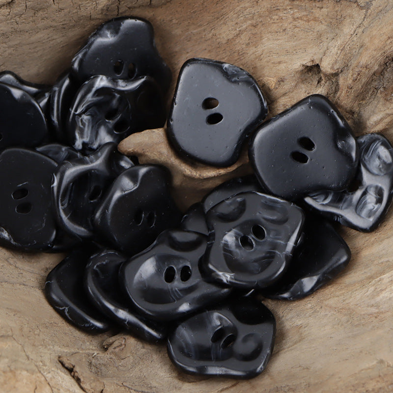 Set aus schwarzen 2-Loch Resin-Buttons, knopfartige Form für Bastelarbeiten