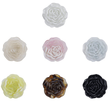 Peony acrylic decorative buttons, mixed colors (white, pink, blue, green, brown, black)