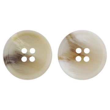 Round 4-hole resin button, light khaki, front view set of 2
