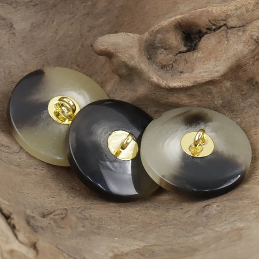 Black Tornado Texture Resin Buttons with Metal Shank for Camel Coat 10pcs
