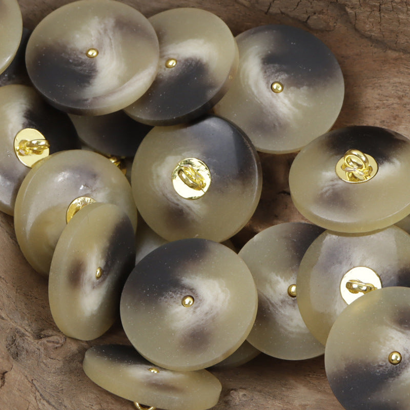 Resin buttons pack with tornado texture, gold shanks, beige and dark tones