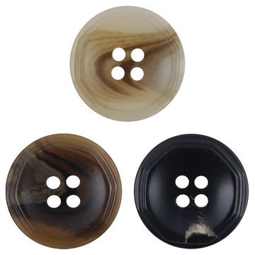 Geometric 4-hole resin buttons: khaki, coffee, black (10 pcs)