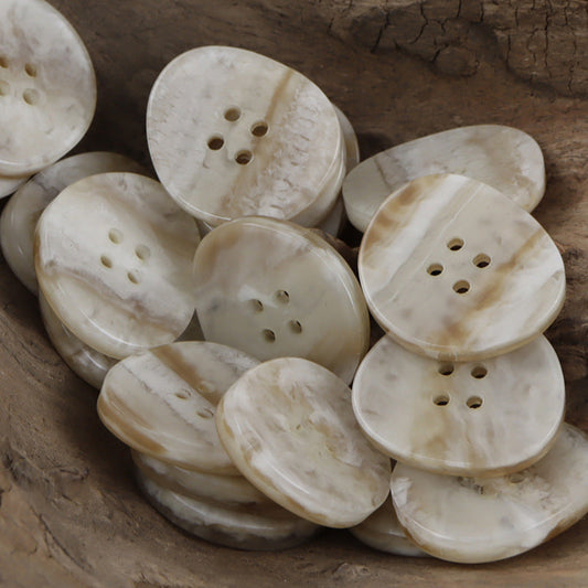 Irregular Light Khaki Wood Grain 4-Hole Resin Buttons 20pcs