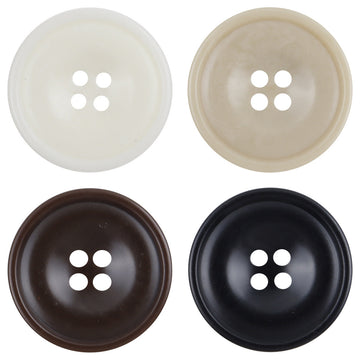 Resin sewing buttons, 4-hole design (white, cream, brown, black) for shirts and dresses