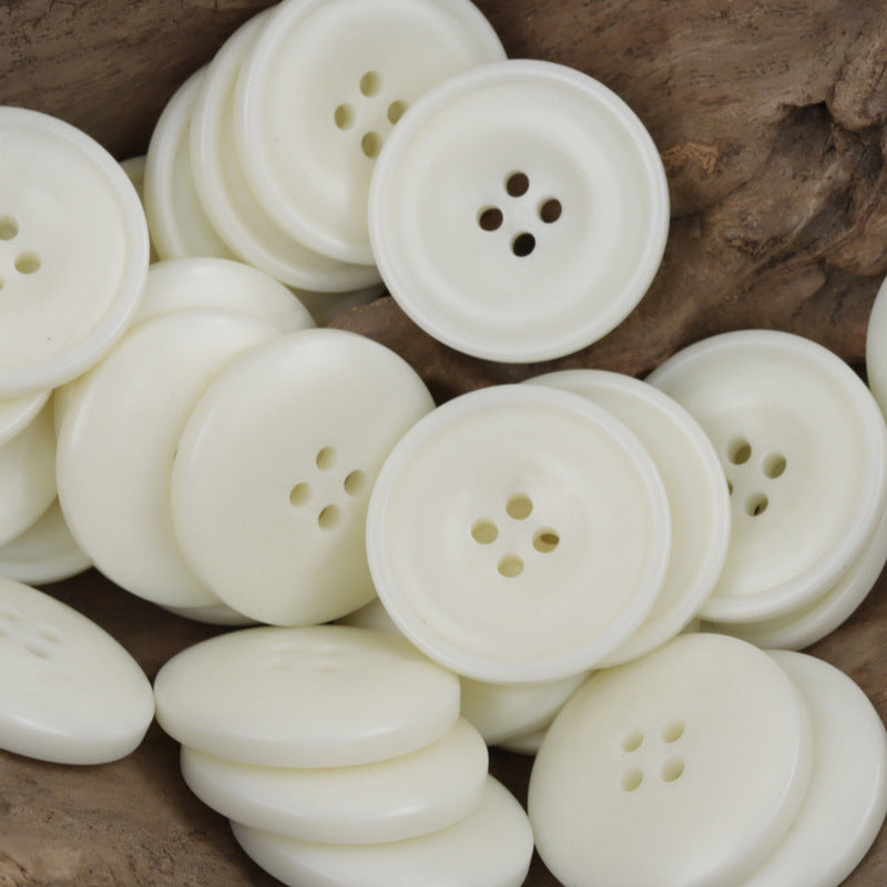 White resin sewing buttons, round 4-hole design (bulk pack)
