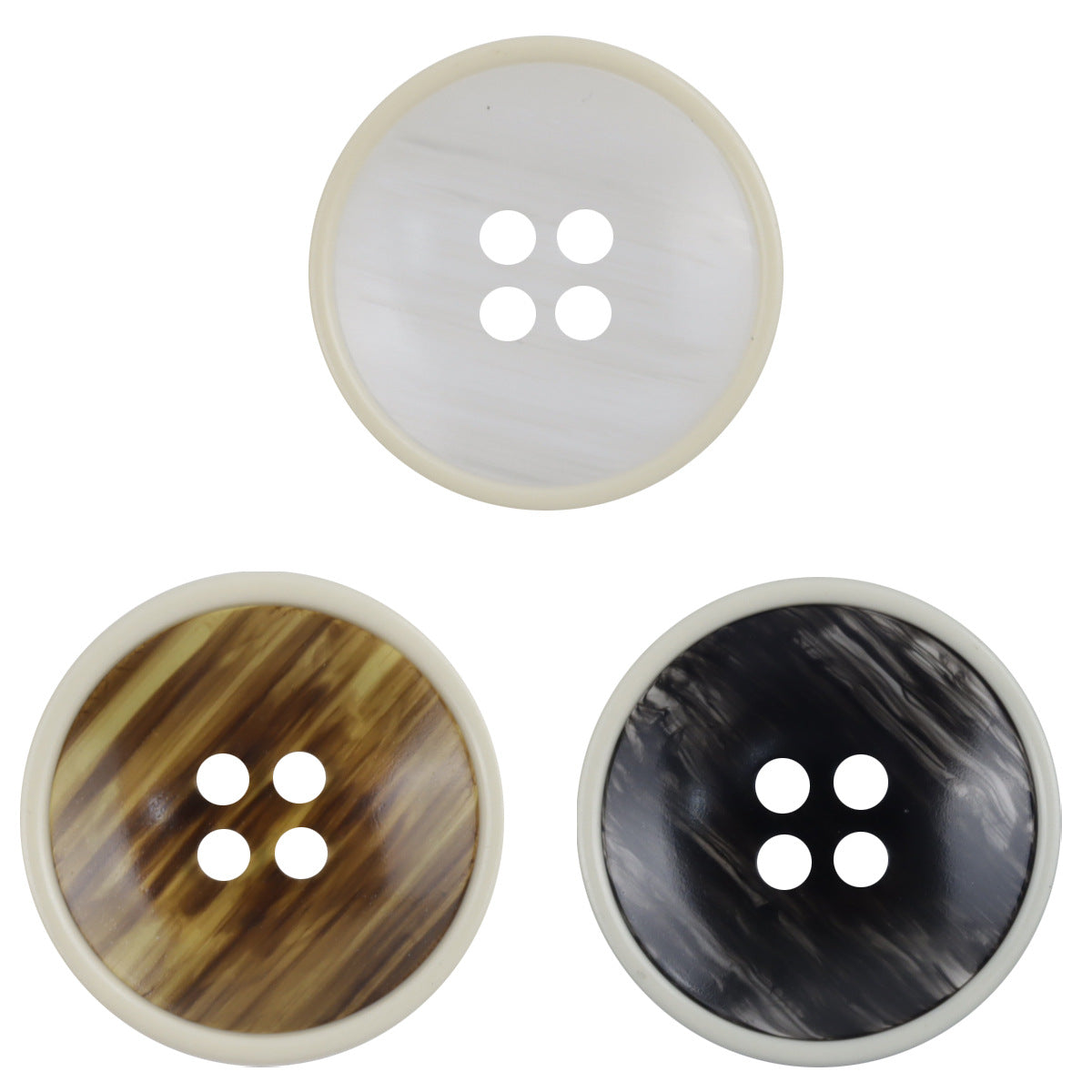 Weiße Resin-Knöpfe mit 4 Löchern, runde Schlichtoptik, Satz