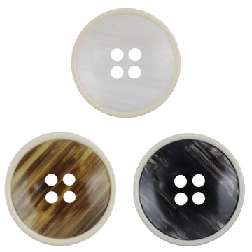 Weiße Resin-Knöpfe mit 4 Löchern, runde Schlichtoptik, Satz