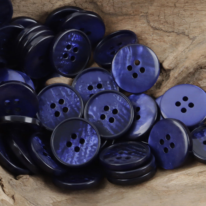 Deep blue 4-hole resin sewing buttons, round, four-hole design