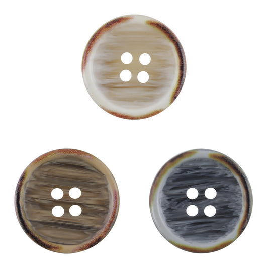 Round Gradient Wood Grain Edge Burnt Resin Buttons 20pcs