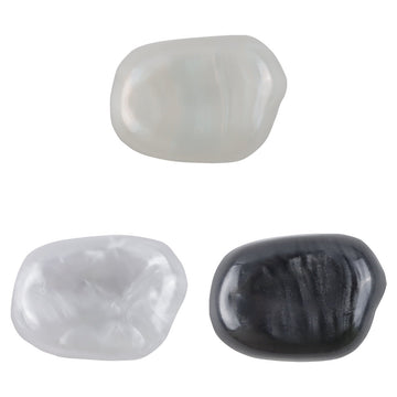 Stone-shaped resin buttons with metal shank, beige/white (10 pcs)