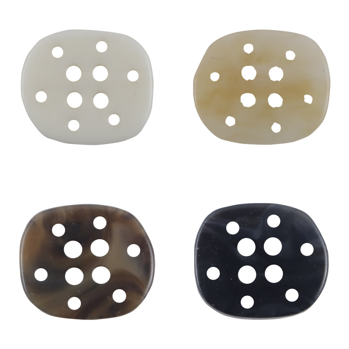 12.5mm multi-hole resin buttons set: white, khaki, brown, black