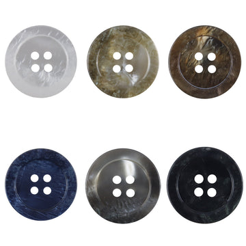 Runde Resin-Knöpfe mit 4 Löchern und Wellenmuster, gemischte Farben (weiß, braun, blau, schwarz)