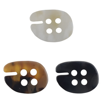 Fish-mouth resin buttons, white/coffee/black, four-hole, 50 pcs