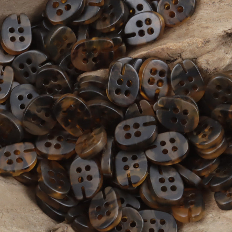 Coffee and dark fish-mouth resin buttons, four-hole design, assorted set